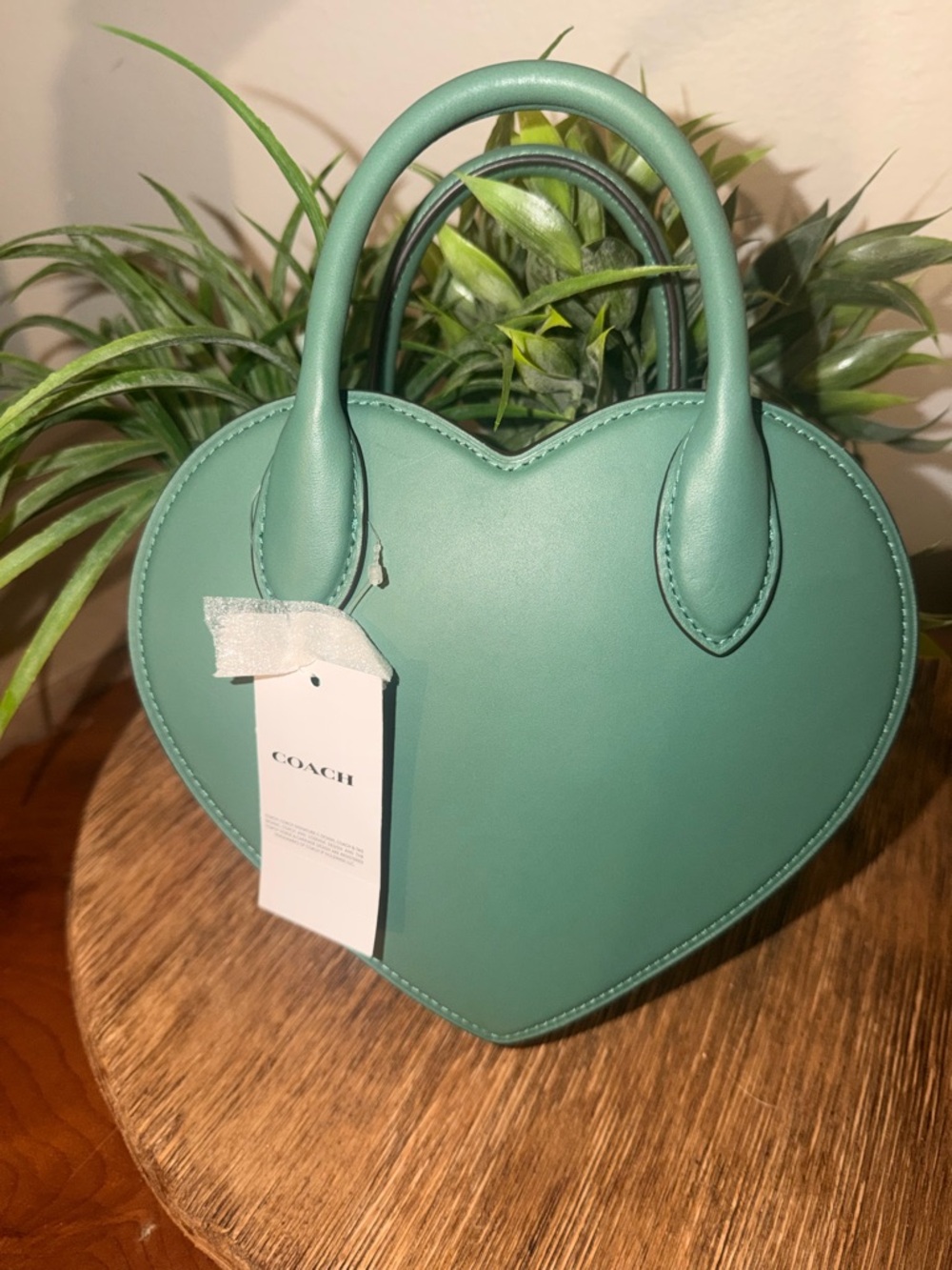 COACH Heart-Shaped Mini Bag in evergreen